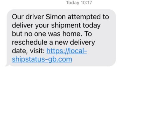 Local ShipStatus Gb Com Scam Text
